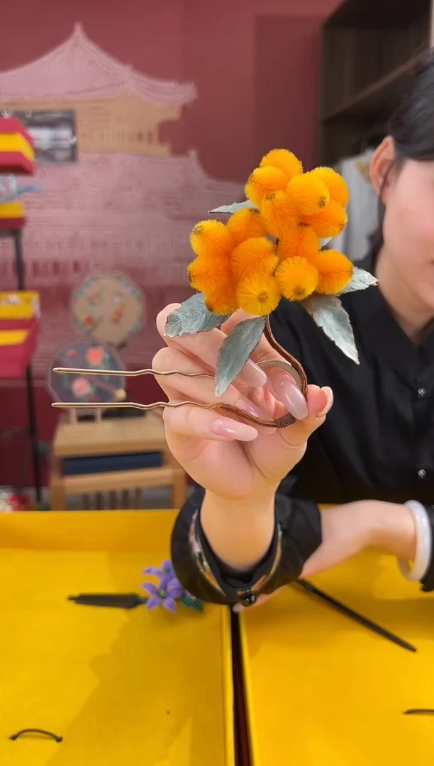 【闪购商品】刺绣非遗绒花（发饰）