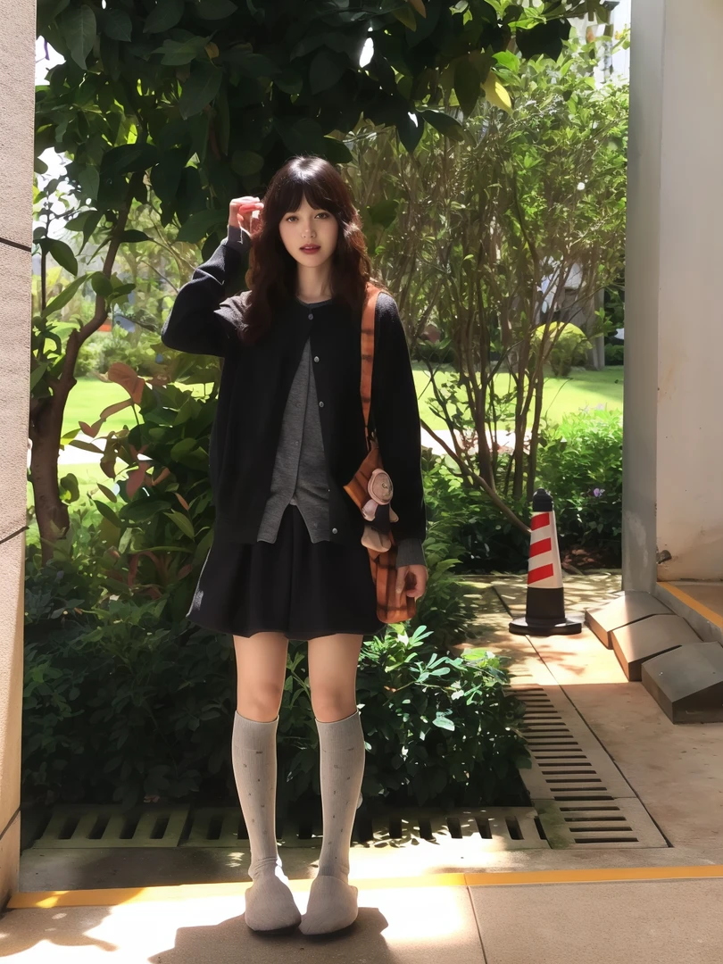 2025早秋新款法式气质温柔风假两件针织开衫上衣高腰a字半身短裙