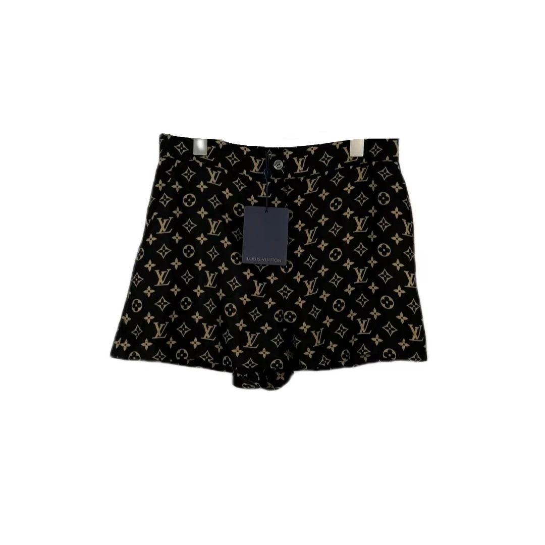 未使用 LouisVuitton/路易威登 汤/P235704602/黑色满logo短裤 38