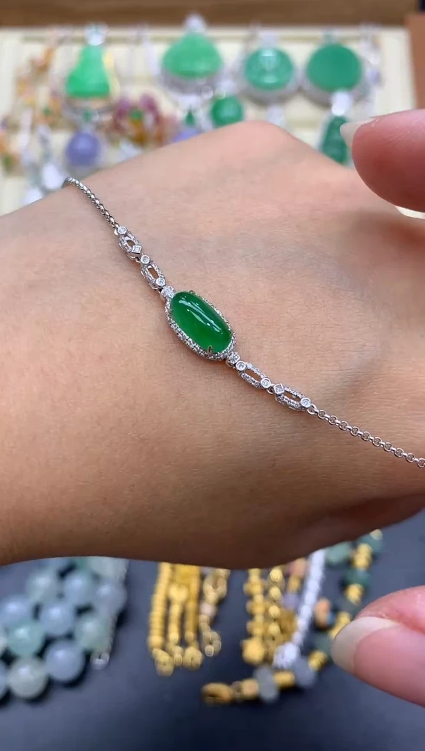 18K金镶嵌手链翡翠365-中国好珍宝