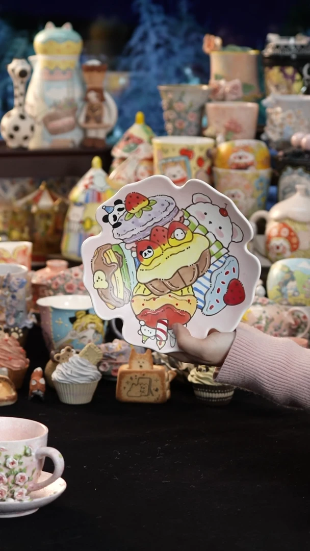 摆件陶景德镇釉下彩手绘设计师款陶瓷