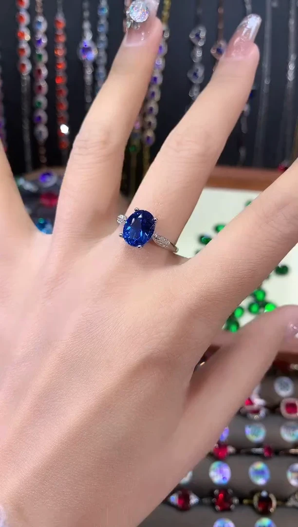 戒指蓝宝石银S925镶嵌810银