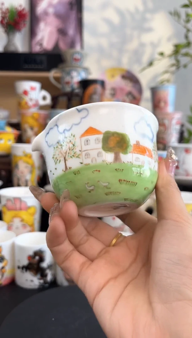 【闪购商品】摆件手工手绘陶瓷小杯杯