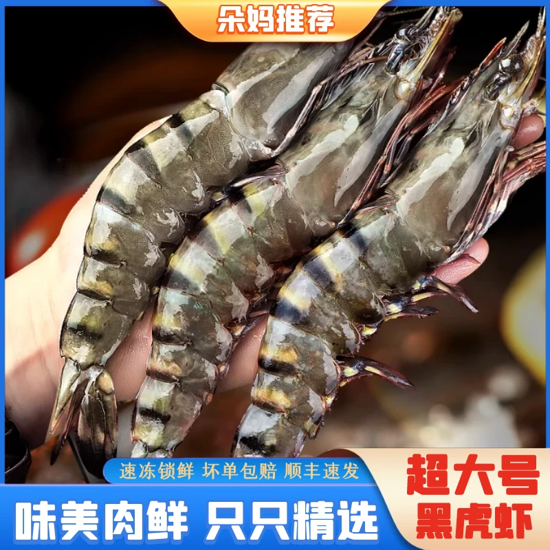 【朵妈】超大超大号黑虎虾新鲜大虾海虾老虎虾只有9-11只净重1000g