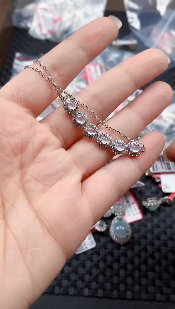 银S925镶嵌戒指翡翠天然A货缅甸翡翠