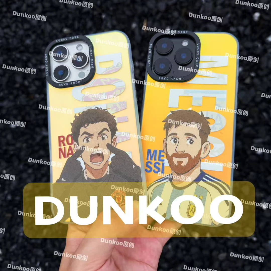 Dunkoo卡通足球星手机壳R1防摔光变适用苹果17ProMax华为P80小米
