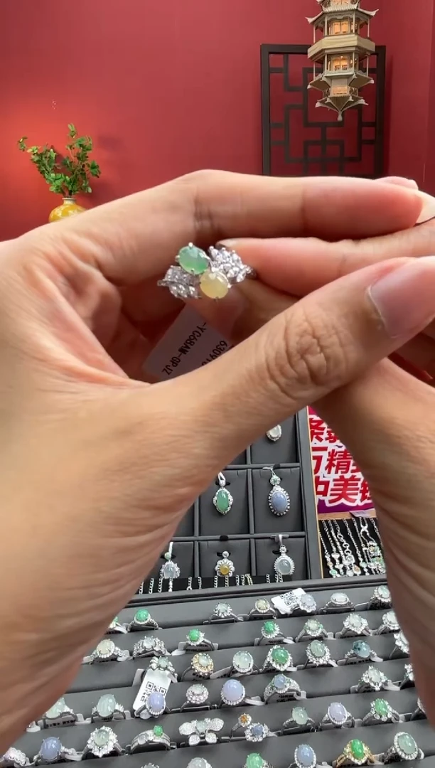 银S925镶嵌戒指翡翠630918