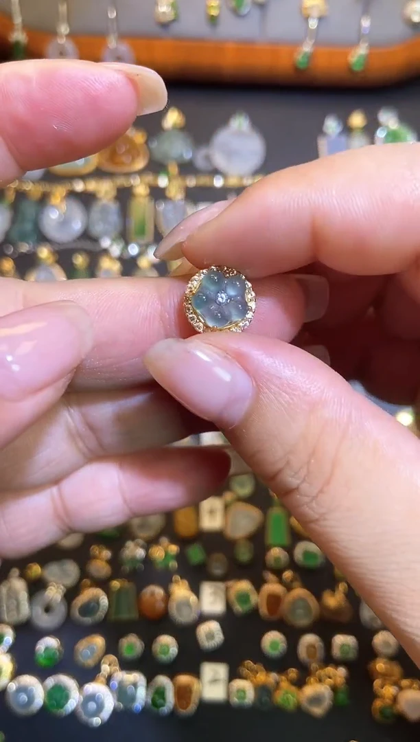 翡翠银S925镶嵌吊坠(不含链)1