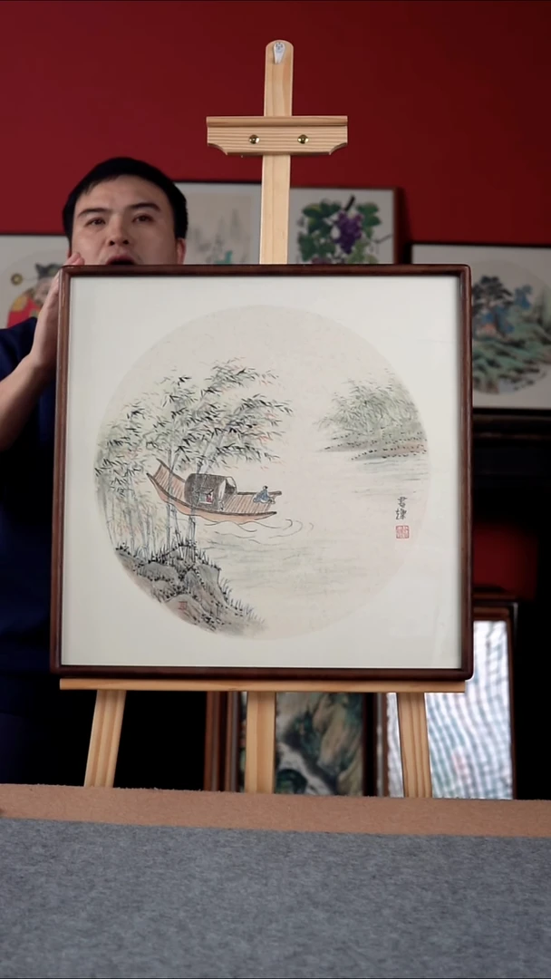 国画纯手写纯手绘-带框尺寸52*52