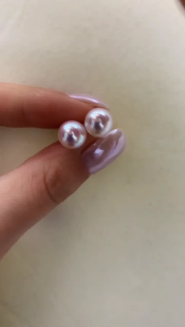 18K金镶嵌DA海水珍珠 GD124 akoya素钉9-9.5MM