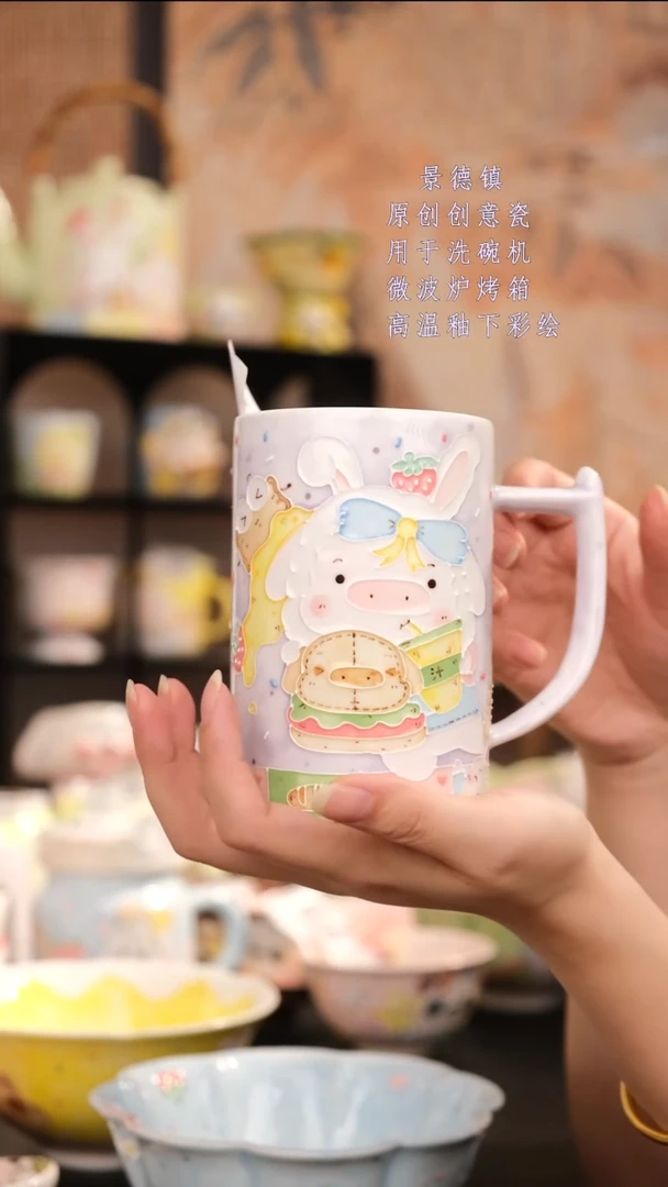 摆件景德镇手工手绘设计师款