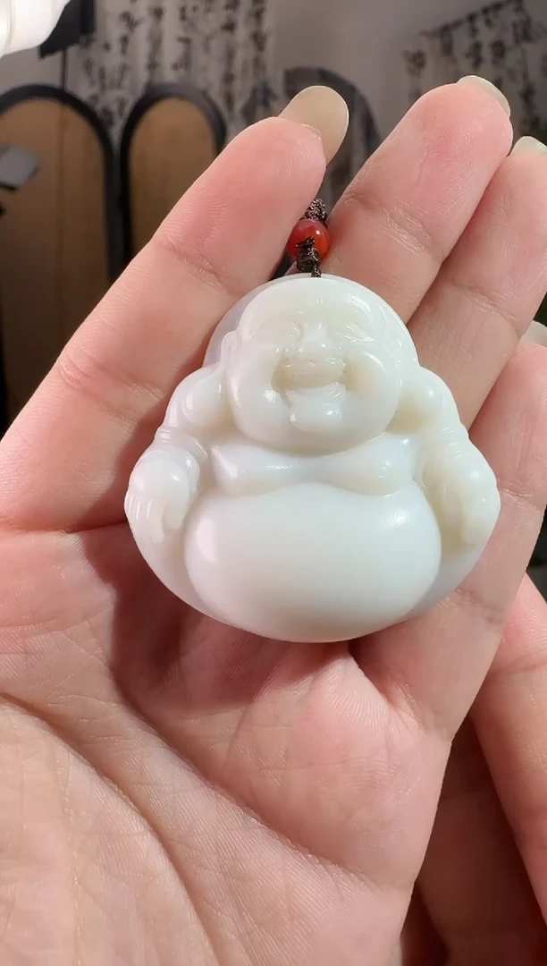 颈饰未镶嵌和田玉45白玉佛公