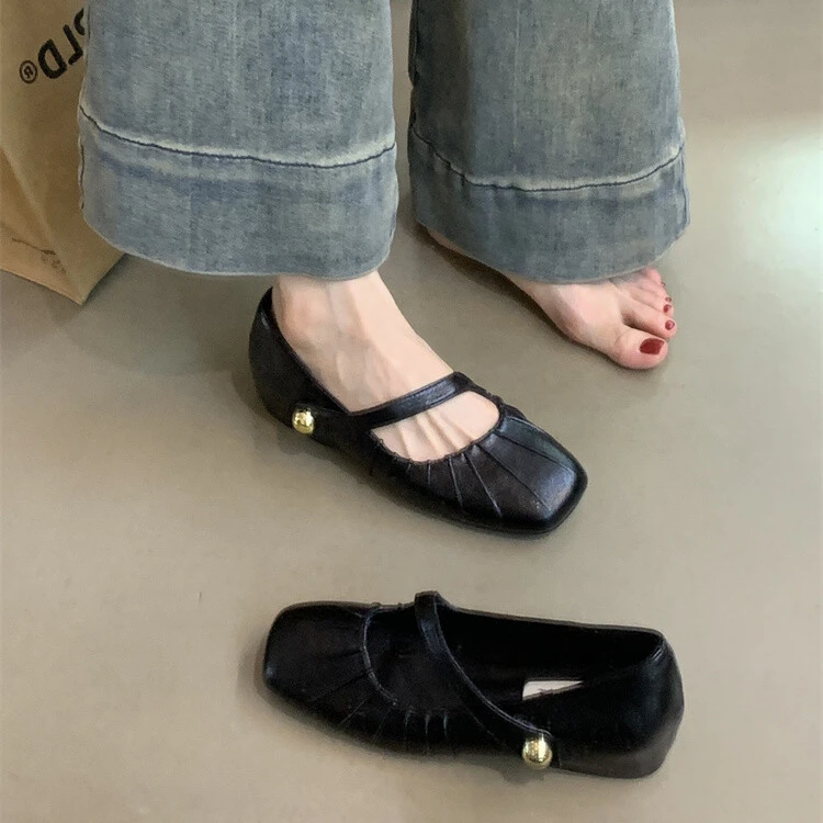 MDH-H11-3复古玛丽珍鞋2025年新款法式气质方头浅口内增高晚晚鞋