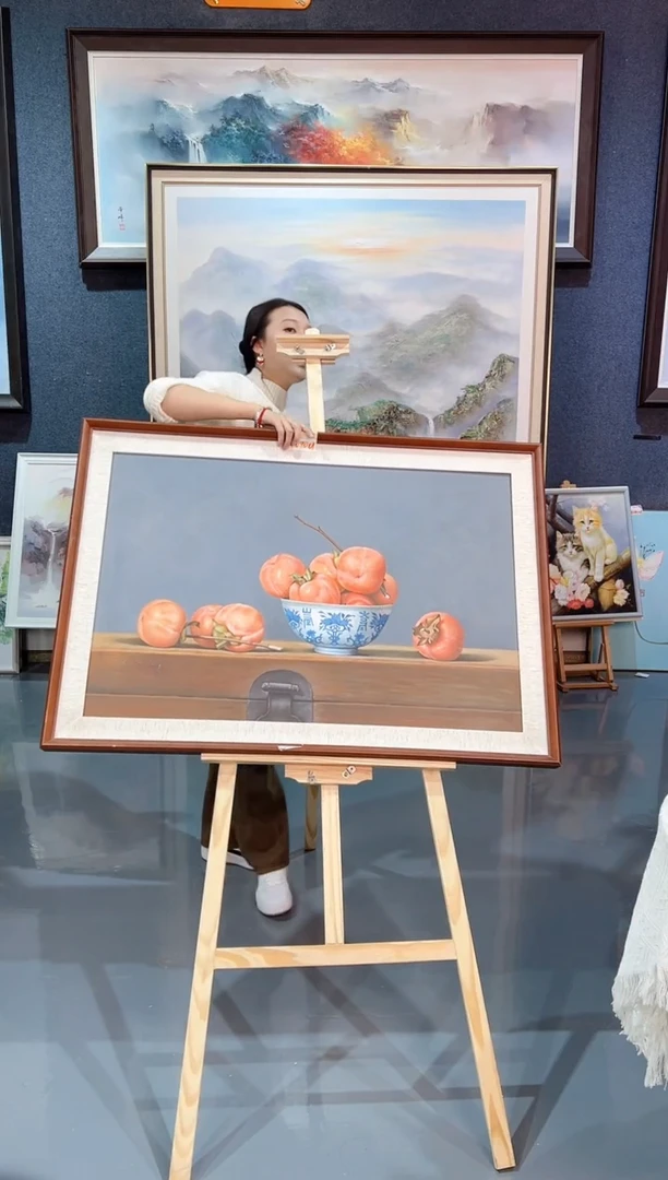 【闪购商品】油画52号 60*90 柿子-手绘油画