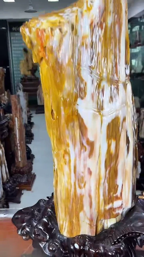 缅甸天然树化玉摆件