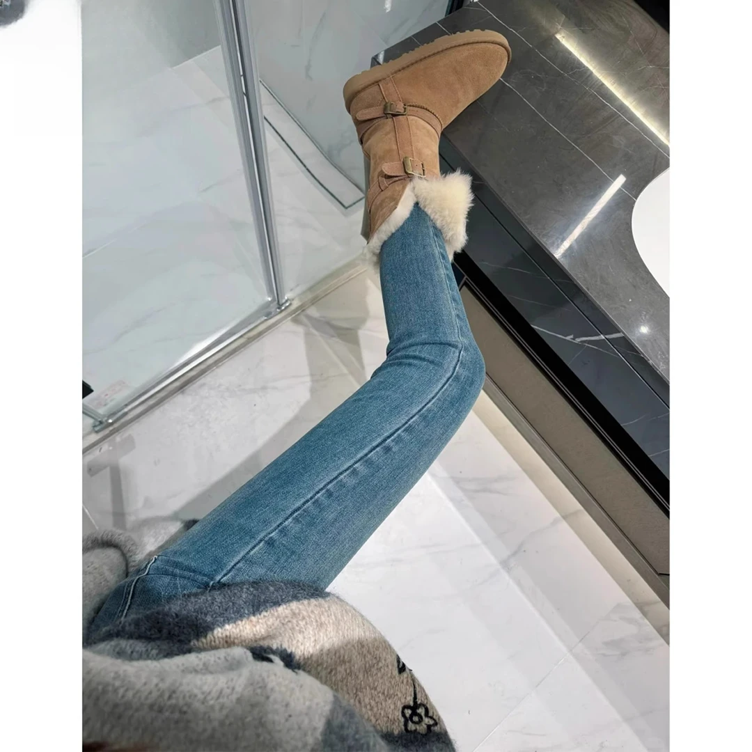 美式复古高腰小脚牛仔裤女2025秋冬新款修身显瘦弹力紧身铅笔裤子