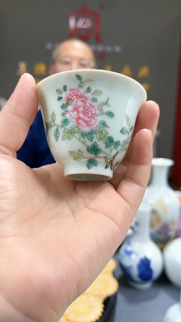 【闪购商品】官窑瓷画院769官窑瓷画院花卉铃铛杯