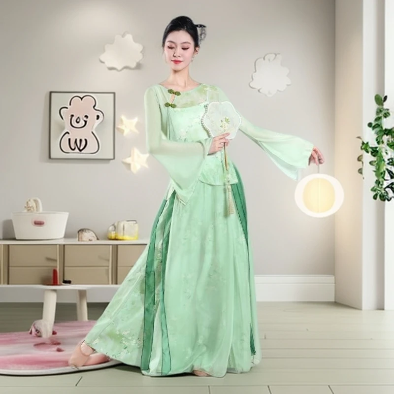 VALVOELITE新款中国风汉唐风纱衣练功服古黑色古典舞网纱舞蹈服