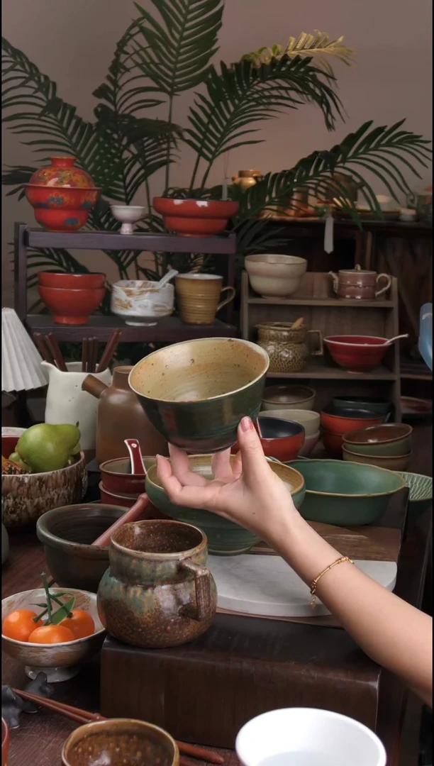 碗微瑕景德镇手工高温餐具绿碗