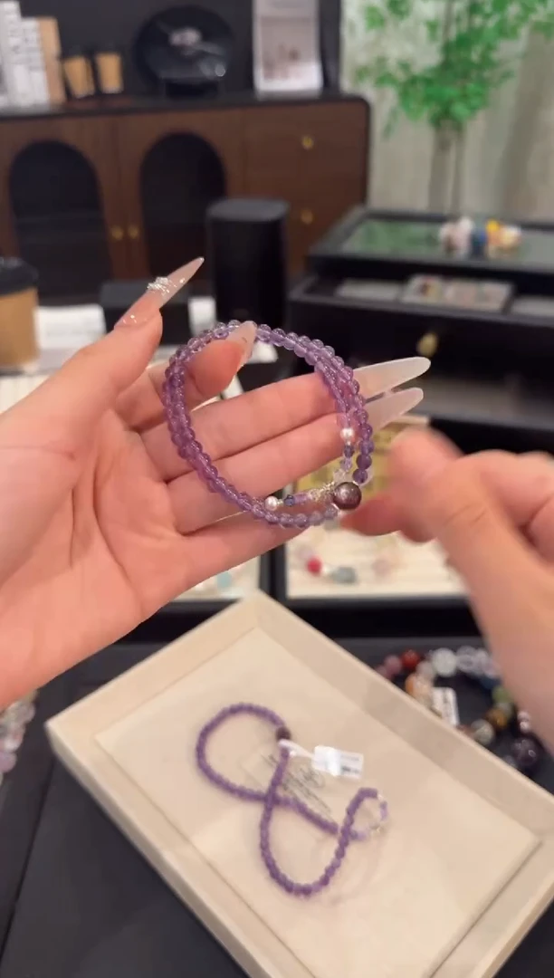 水晶手链银S925镶嵌紫水晶双圈x1872