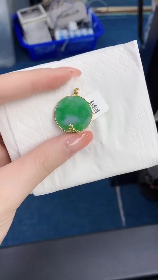 【闪购商品】翡翠颈饰18K金镶嵌天然缅甸翡翠A货