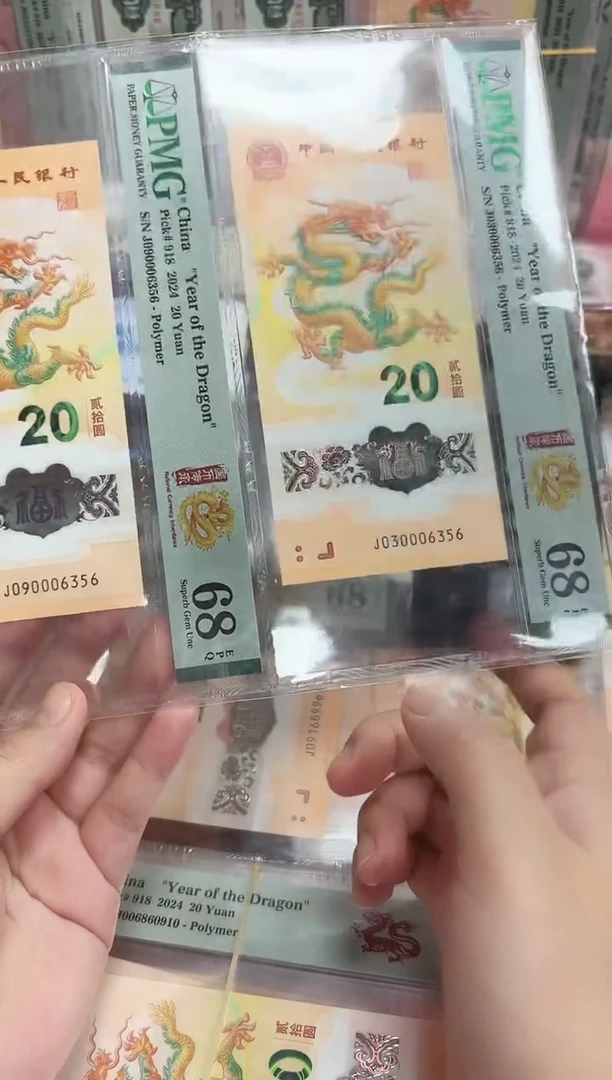 塑料24年龙钞一证双币豹身尾7同（无47）-PMG68