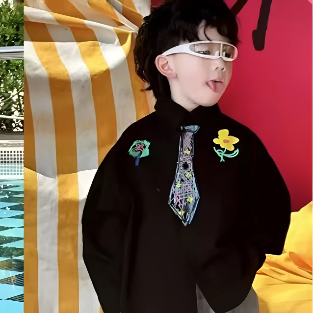 K149儿童衬衫男童潮流韩版绘彩