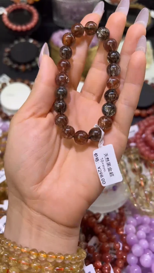 水晶手串未镶嵌黑金超10mm+