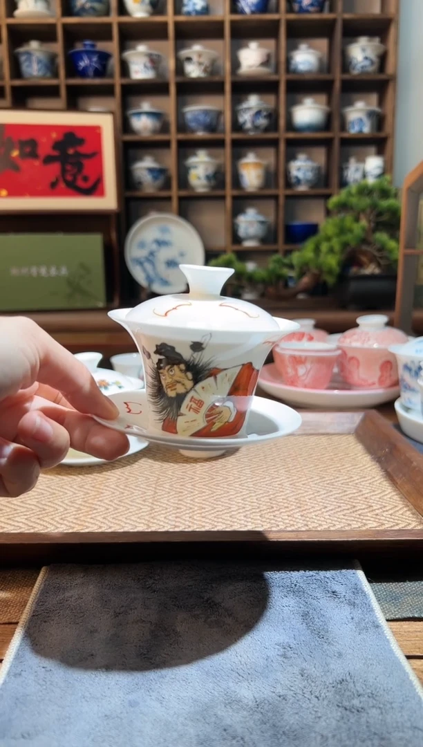 【闪购商品】手绘钟馗三才马蹄盖碗