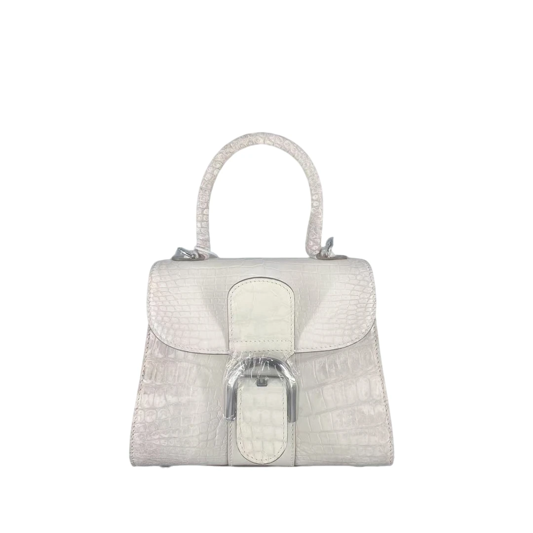 蛇年礼盒高定轻奢20CM鳄鱼皮dew喜马拉雅白气质单肩斜跨手提包
