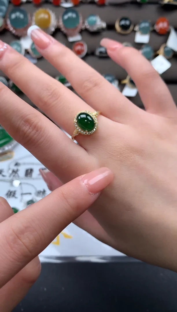 【闪购商品】翡翠戒指银S925镶嵌5214