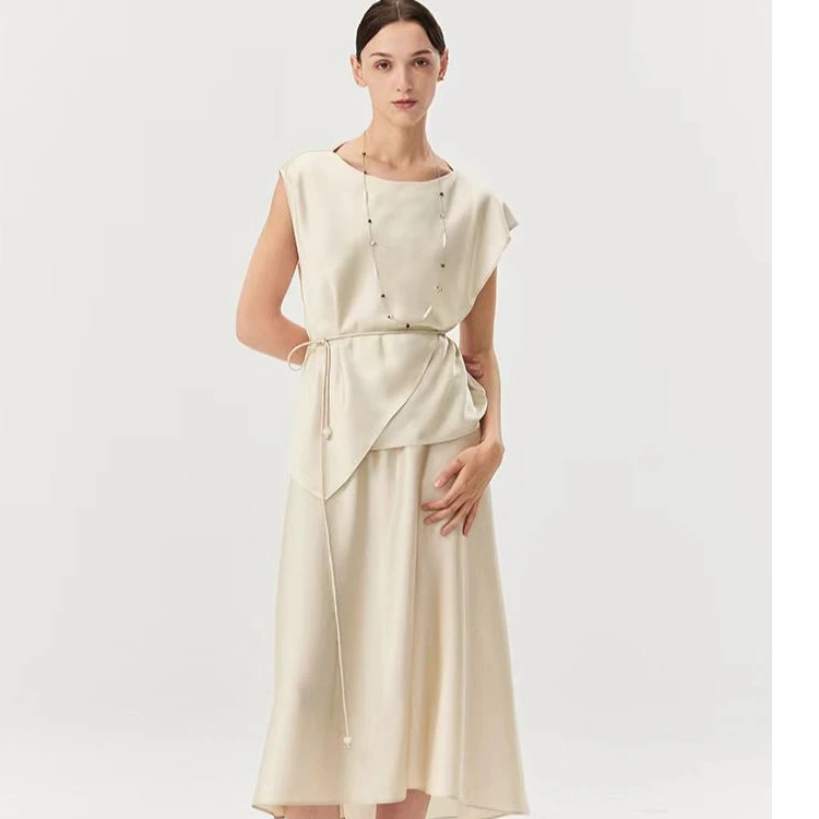 MARIUS“对角线”不对称上衣分割线气质显瘦夏季不规则百搭半裙