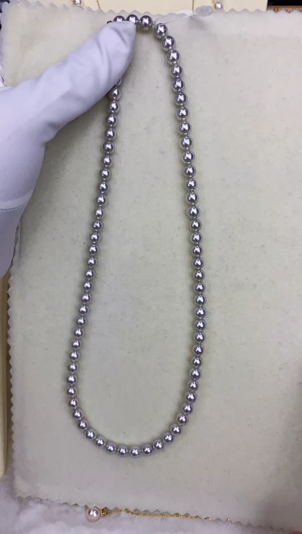 未镶嵌DA海水珍珠 灰珠串链带大证 GD009 5.5-6
