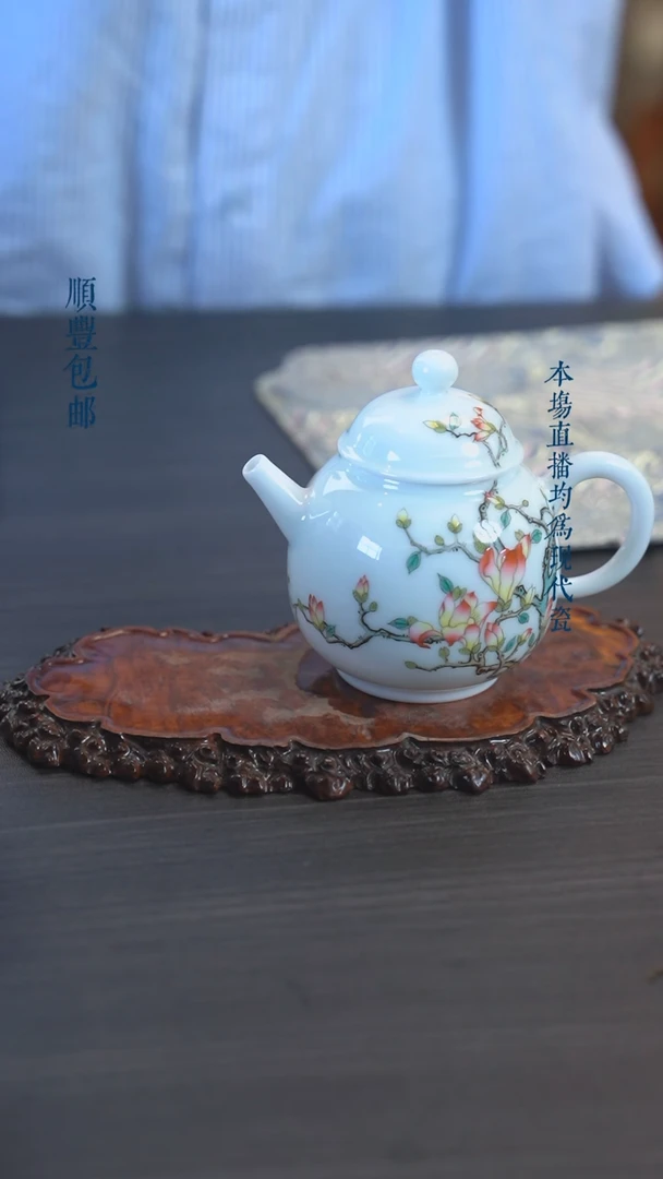 宁封窑粉彩玉兰花壶