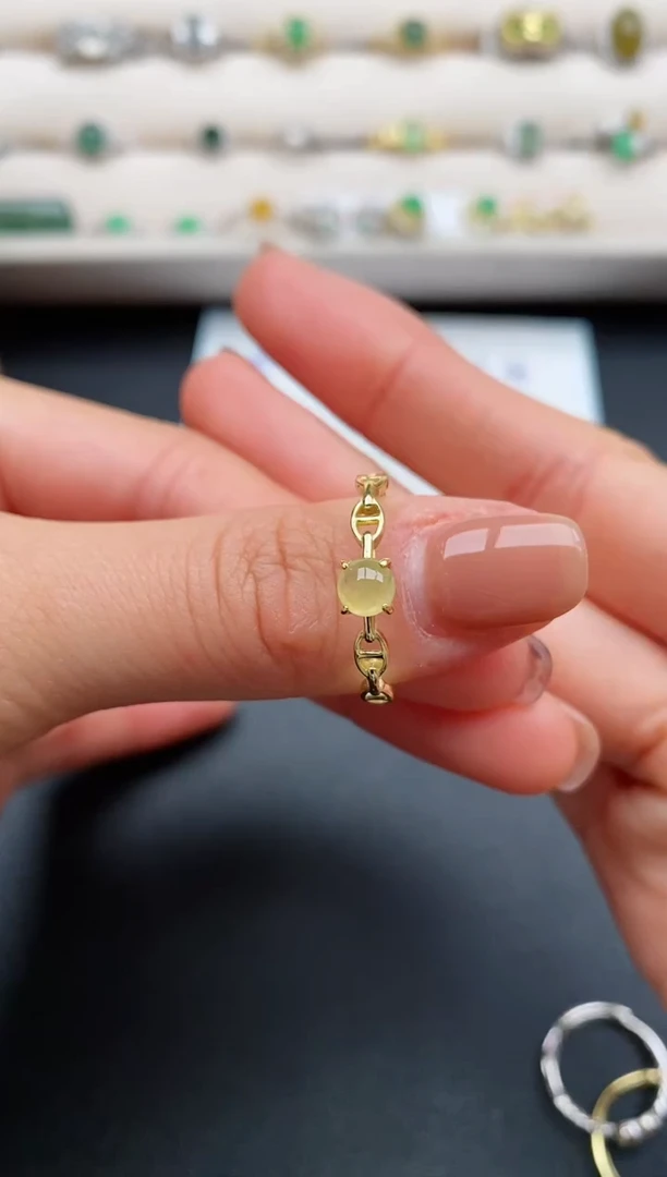 银S925镶嵌戒指翡翠缅甸天然A货翡翠22  5-2