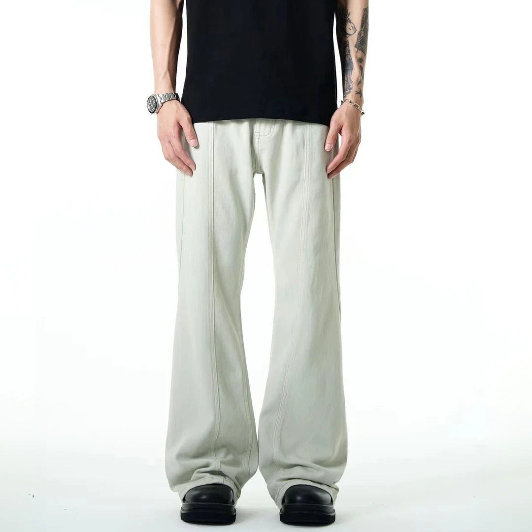 bobo姐 夏季男士cleanfit美式休闲复古水洗宽松微喇拖地裤牛仔裤