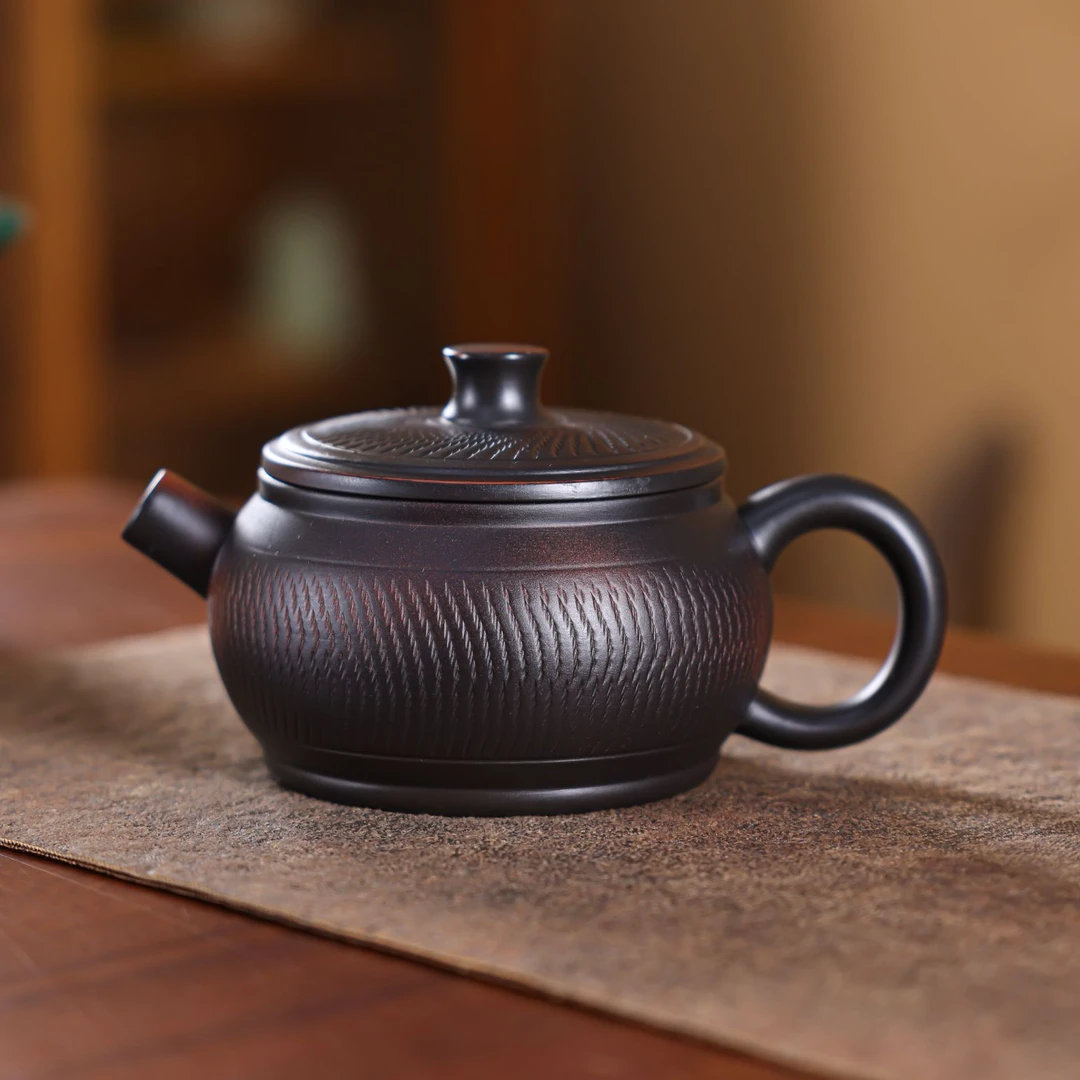 紫陶汉瓦泡茶壶半手工家用大容量高端紫砂壶功夫茶具单壶原矿复古