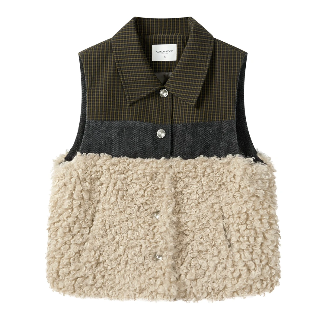 羊城故事-羊羔毛马甲女外穿冬季保暖厚款韩系外套Y51256239