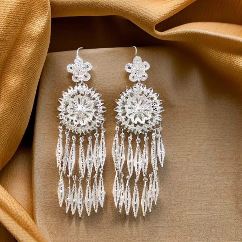 合金耳饰 民族风长款时尚耳饰气质复古耳环百搭个性民族风超仙