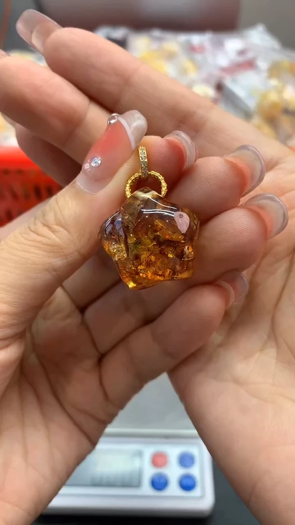 银S925镶嵌琥珀珠宝奇石1732