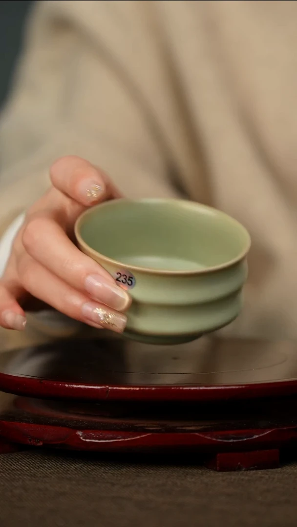 全品 粉青 竹节杯