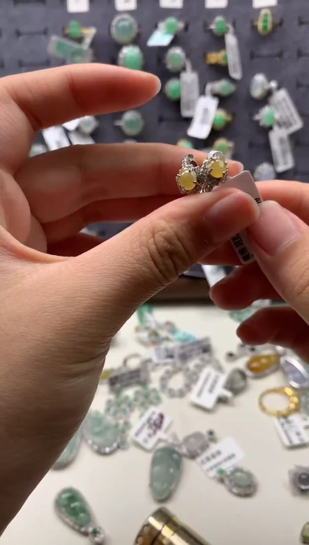 银S925镶嵌戒指翡翠吊坠2