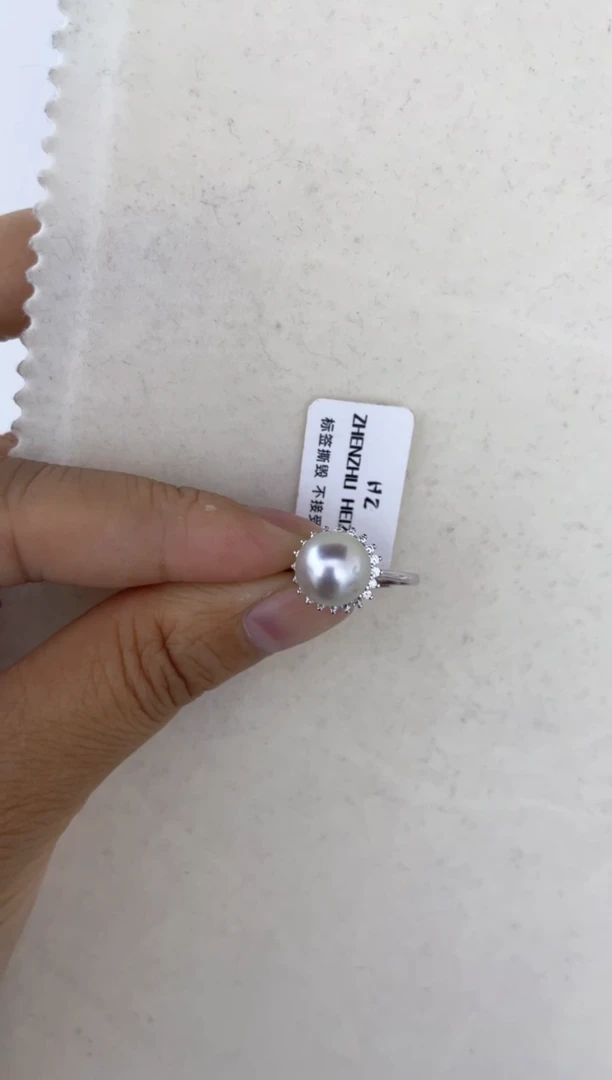 海水珍珠戒指银S925镶嵌戒指