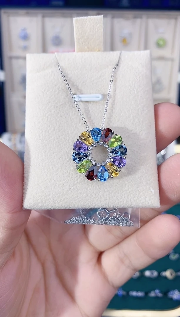 【闪购商品】水晶吊坠银S925镶嵌带证书多宝可拆卸