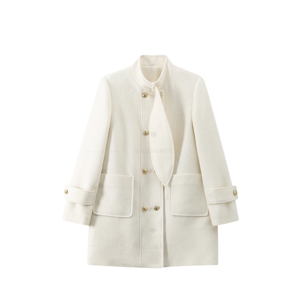 【封后轻奢设计】冬季新款双排扣设计90白鸭绒羽绒外套8683336