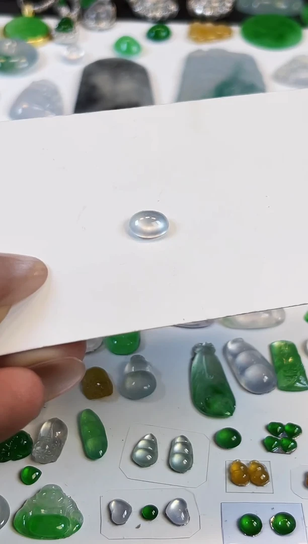 翡翠裸石ED008缅甸A货翡翠高冰蛋面