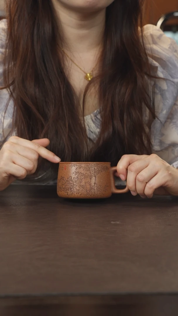 茶杯紫砂蒋文琴黄降坡把杯