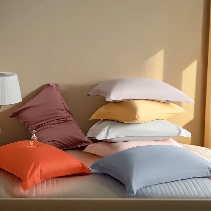 全棉贡缎单枕套 长绒棉贡缎细腻柔软全棉简约纯色轻奢绿色素色