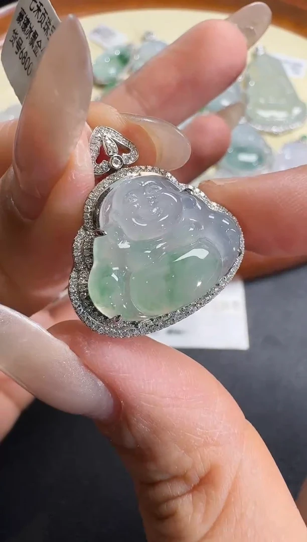 【闪购商品】翡翠颈饰18K金镶嵌【源头工厂】钻石镶嵌