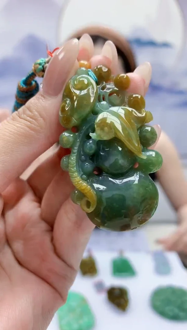 定制翡翠未镶嵌4852MM-毛货挂件45